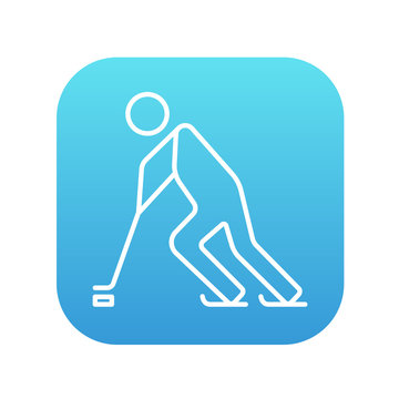 Hockey player line icon.