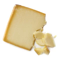 Gordijnen Gruyere Cheese Isolated on White © robynmac