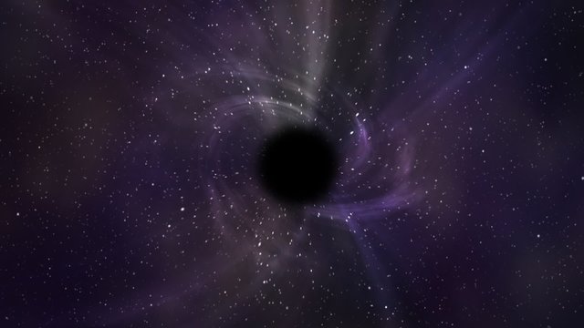 A black hole in the middle of the outer space absorbing nearest stars.