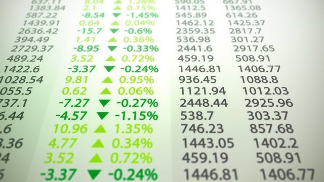 Stock market board. Display and monitors growth and loss of the shares.