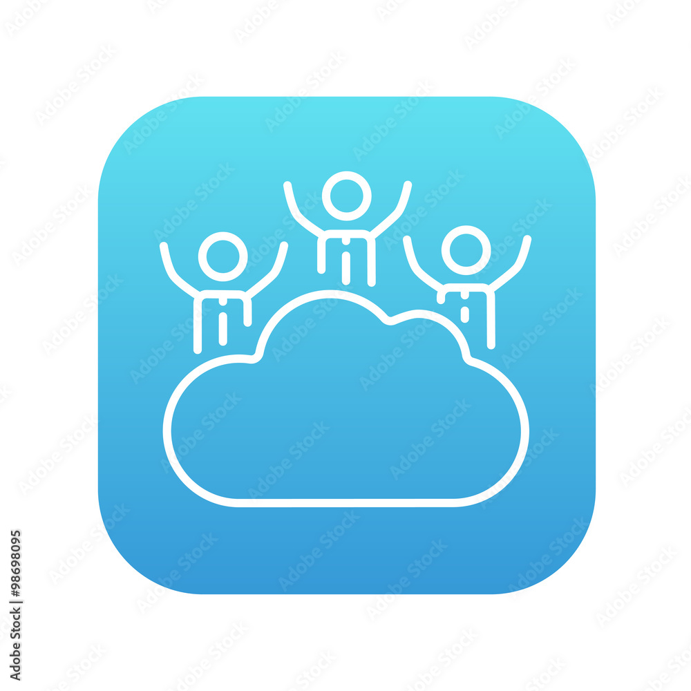 Poster cloud computing line icon.