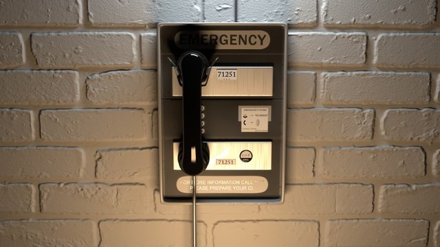 Emergency phone on the wall. It can provide rescue connection due to any danger.