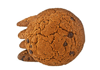 Chocolate chip cookies isolated on white background