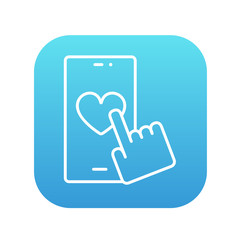 Smartphone with heart sign line icon.