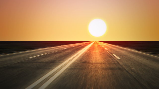 Endless road animation from the front of car view. Medium speed. Loopable. HD