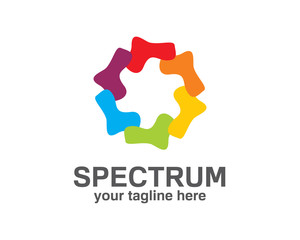 Spectrum logo design with rainbow color. Circle loop symbol vector. Abstract colorful spectrum symbol vector. Abstract bright circle infinite loop icon logo. Spectrum circle sign.