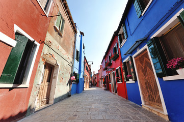 colorful houses in Burano, Venice, Italy