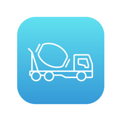 Concrete mixer truck line icon.