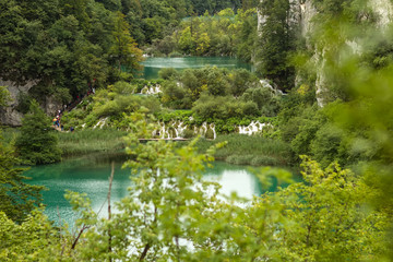 Fototapeta na wymiar Lakes with cascades among mountains