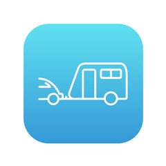 Car with caravan line icon.