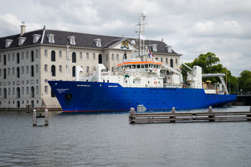 Research / Survey vessel in the port of Amsterdam, Netherlands