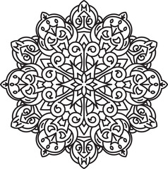 Unusual, hexagonal, lace frame, decorative element with empty place for your text. Vector illustration.