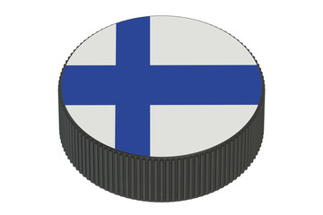 Obraz premium Puck with flag of Finland