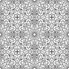 Seamless Abstract Tribal Black-White Pattern. Hand Drawn Ethnic Texture. Vector Illustration.