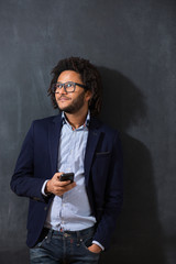 Happy man with an afro hair