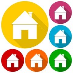 Home icons set with long shadow