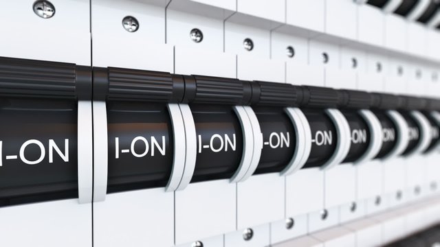 Trip Switch Fuse box. Switches "ON" position. Electricity Power Fuse Circuit