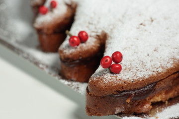 Christmas tree with cake and chocotate

