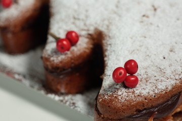 Christmas tree with cake and chocotate
