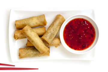 Spring Rolls with Chili Sauce