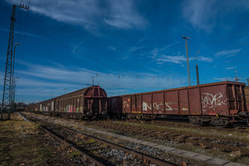 Fototapeta na wymiar Güterwaggons am Abstellgleis