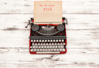 Vintage typewriter text To Do List 2016