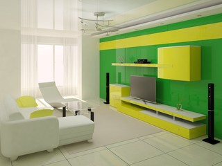 Living space with stylish wall.
