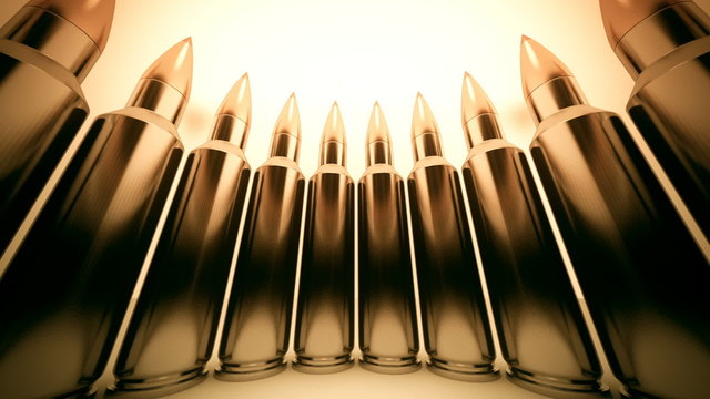 Seamless animation of circular bullets array around point of view. Loopable. HD