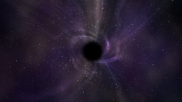 A black hole in the middle of the outer space absorbing nearest stars.