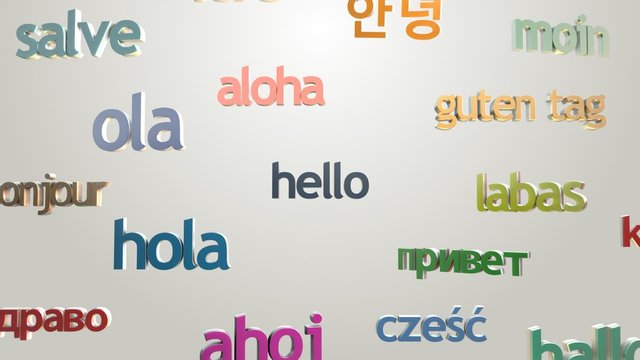 Language learning concept- "Hello" ,other languages greetings typography