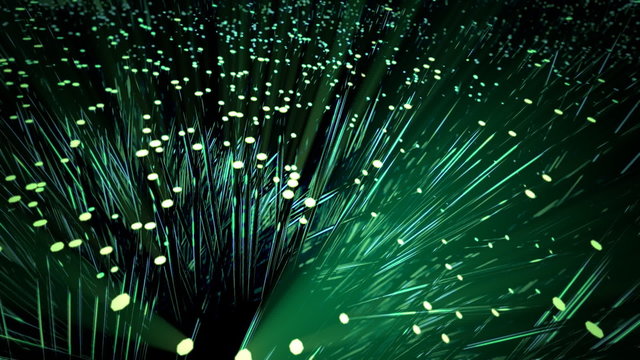 Animation of fiber optic beam used for transmitting data with the high speed