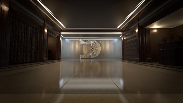 A solid metal gate used by bank to protect and secure all of the stored deposit.