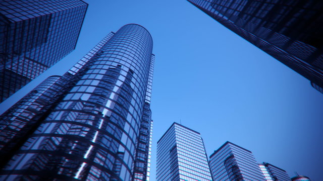 A walk-through of the rising-up business and offices district. Loopable. HD