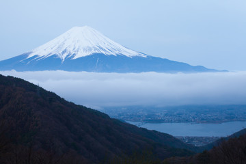 Mountain Fuji and lake kawaguchi in spring season
