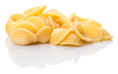 Dried oricchiette pasta over white background - 98707295