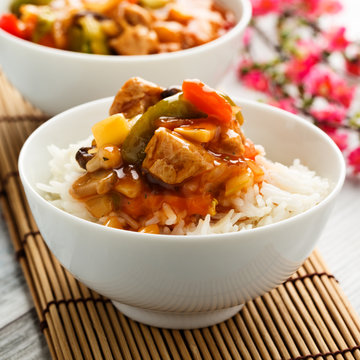 Reis mit süß-sauren Gemüse - rice with sweet and sour veggies