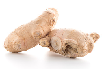 Ginger root on white