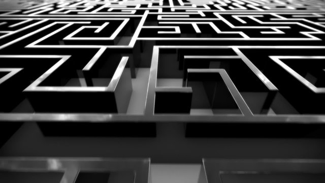 Seamless animation of the flight over an infinite black maze. Loopable. HD