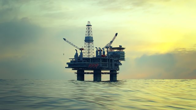 The oil rig uses machines, drills and pipes to extract gasoline and petroleum.