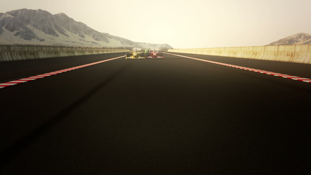 Endless animation of Formula 1 high-speed racing. Infinite circuit. Loopable. HD