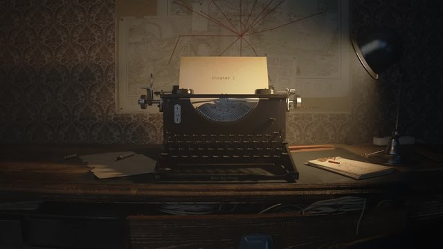 The vintage typewriter. Machine was used to create documents letters and books.