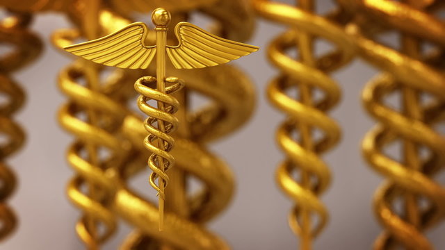 Rod Of Asclepius, a symbol of healthcare and medical practice. Loopable. HD