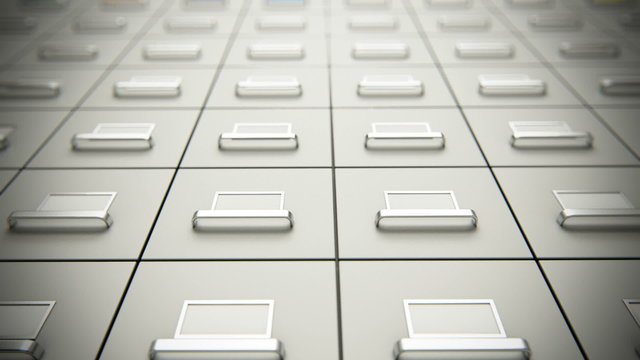 The infinite file cabinet animation focused in the middle point. Loopable. HD