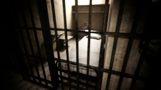 The animation of infinite prison cell interior. Gloomy atmosphere. Crime. HD