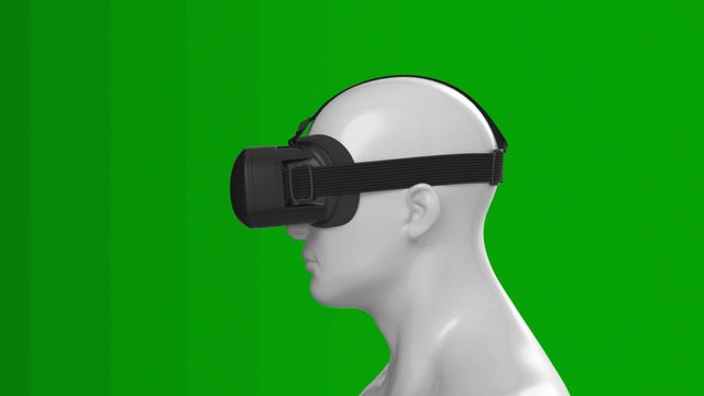 The virtual reality headset. The camera slowly moves around the googles.