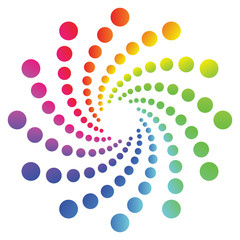 Circular spectrum pattern on white background.
