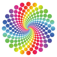 Circular spectrum pattern on white background.
