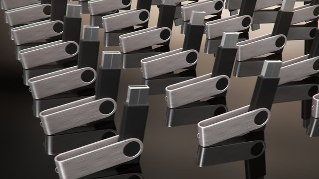 Close-up on the USB sticks.Pen can fast transfer files to the computer.