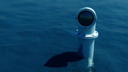 An animation of appearing submarine periscope and aiming the target. HD
