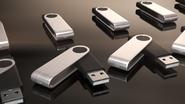 Close-up on the USB sticks.Pen can fast transfer files to the computer.